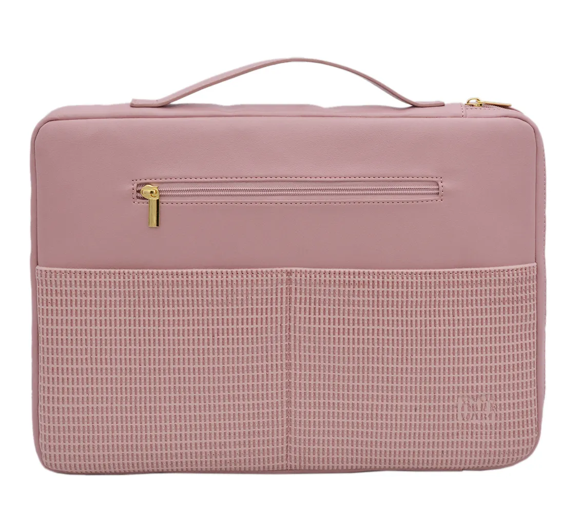 Nuovo Design in pelle rosa custodia per Laptop Business Custom Business Notebook borsa impermeabile portatile custodia per Laptop da donna