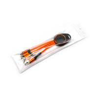 Câble de charge multi-usage 5 en 1, câble USB court pour clés, pour les voyages, cordon de charge portable en nylon tressé avec logo lumineux