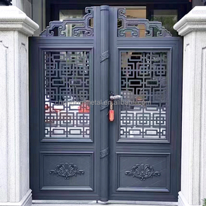 Минималистичная дверь безопасности в американском стиле с автоматизацией, технологией лазерной резки, простая черная алюминиевая дверь для дома - Product Image 6