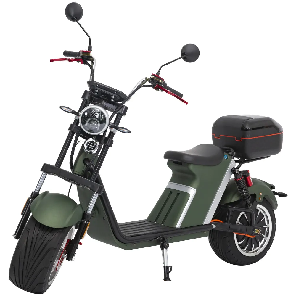 Yetişkinler için 2000W yüksek hızlı uzun menzilli elektrikli Citycoco Moped Scooter E bisiklet