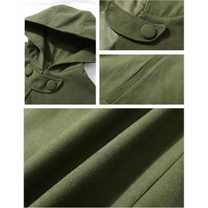 FOXA <b>Women</b> Wool Blend Hooded <b>Cape</b> Autumn Winter Windproof Maxi Cloak Elegant Style Long <b>Coat</b> - Product Image 5