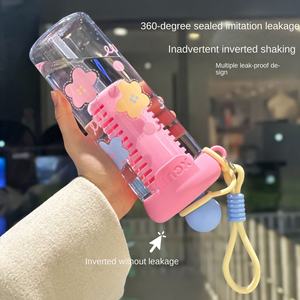 Nouveau dessin animé conception grande capacité verres en plastique résistant aux hautes températures lanière Tube d'aspiration étudiant tasse à eau extérieure - Product Image 4