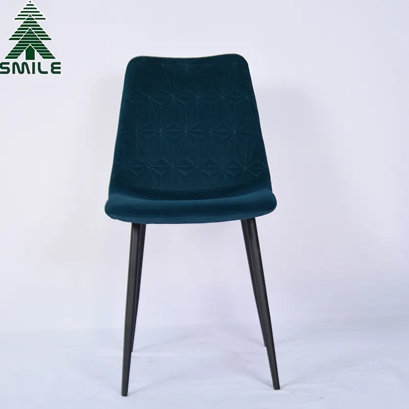 Wholesale China Good Quality Home Furniture Chair Embossing Velvet Black Ripple Legs Dining Room Chair