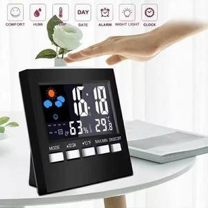 Estação meteorológica <span class=keywords><strong>Display</strong></span> Wifi LED Cor <span class=keywords><strong>LCD</strong></span> Despertador Digital Temperatura e Umidade Controle de Voz Snooze Time Night Light - Product Image 4