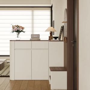 Modern Solid Wood <strong>Corner</strong> Shoe <strong>Bench</strong> &amp; Cabinet Customizable Entryway/Hallway Storage for Hotel Use Eco-Friendly Durable Design - Product Image 4