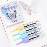 12 couleurs papillon paillettes surligneur stylos pour filles métallisé argent et Pastel fournitures d'étude pour l'écriture de Journal