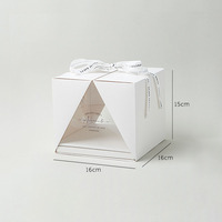 Emballage écologique pour gâteau, 10 pièces, en plastique, avec fenêtre, logo personnalisé, blanc, feuille transparente, 12x12x6