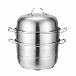 Vaporera de acero inoxidable de 3 niveles y 2 niveles con tapa para uso doméstico, cocina de inducción a gas - Product Image 2
