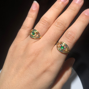 تعزيز الذهب قوس قزح تشيكيا وردي الذهب حجر أحمر التركية نوع الشر عين النساء خواتم بوهيميا محظوظ نوع الشر عين إصبع خاتم - Product Image 2