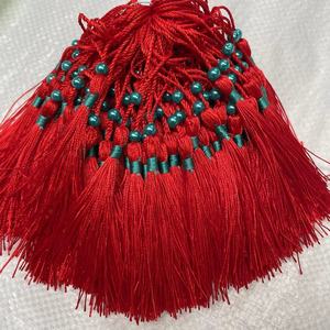Traditional Red Polyester Tassels With Royal <b>Blue</b> <b>Beads</b> For Wedding Decorations Home Textiles - Product Image 4