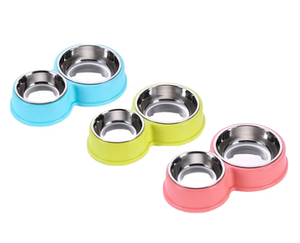 Toptan ayrılabilir paslanmaz çelik 2 in 1 çift kaseler yuvarlak saman köpek maması ve su kasesi - Product Image 2