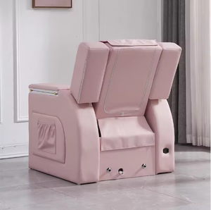 Silla de Manicura Reclinable Rosa con Luces LED, Silla de Pedicura de Lujo con Masaje para Salón de Belleza - Product Image 5