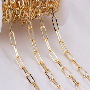 14Kゴールド充填3.9MMフラットケーブルリンクチェーン分厚いペーパークリップチェーンDIY用ネックレスブレスレットジュエリー製造アクセサリー - Product Image 4