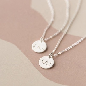 Preziosa collana Dei Monili delle donne Oro Argento Oro Rosa Semplice Disco Pendente Della Ragazza di alimentazione Femminista Tette choke Collana dei monili - Product Image 4