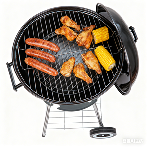 Parrilla de Carbón Redonda de 22 Pulgadas con Ruedas y <span class=keywords><strong>Bandeja</strong></span> para <span class=keywords><strong>Cenizas</strong></span>, Parrilla Móvil para Acampar al Aire Libre, Hacer Picnic y Cocinar - Product Image 2