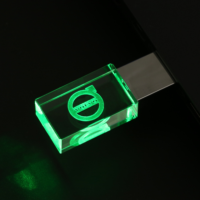 Custom Green Light Usb Flash Drive Crystal Usb Stick 3.0 32gb 64gb 128gb Flash Disk Manufactures Flashdrive