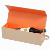 Boîte cadeau pour vin en carton premium recyclable avec laminage brillant magnétique pliable, ruban, 1 pièce, emballage pour spiritueux pour mariage