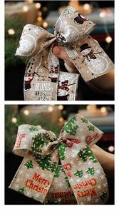 Cinta de Navidad de Lino Decorativa con Lazo, Adornos Navideños para Interiores, Accesorios con Diseño de Copo de Nieve, Decoración Navideña - Product Image 6