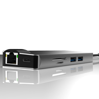 BASIX TW9R USB 3.0 9-in-1 USB-C Hub dengan Adaptor Ethernet VGA 4K untuk Laptop