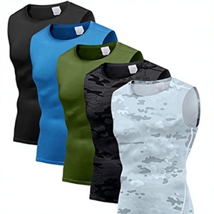 Camisetas sin mangas de punto con cuello redondo y logotipo personalizado para hombre, de secado rápido, para fitness, running, deportes, pickleball, entrenamiento, gimnasio. - Product Image 3