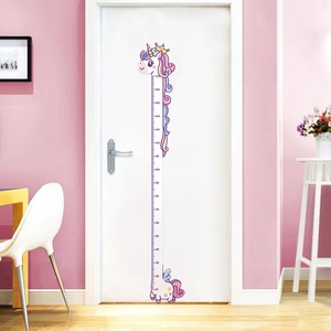 Mignon dessin animé hauteur autocollant <span class=keywords><strong>licorne</strong></span> dinosaure girafe mur hauteur mesure règle autocollants pour enfants chambre maternelle décor - Product Image 2