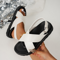 Sandales minimalistes à plateforme croisée et bout ouvert imperméables pour femme |   Fabrication OEM personnalisable pour tenues décontractées d'été