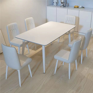 Juego de Mesa de Comedor Rectangular Blanca Moderna y Sillas, 4 Piezas, Diseño que Ahorra Espacio para Apartamentos Pequeños y Salas de Estar - Product Image 3