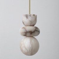 Lampe moderne minimaliste en albâtre flocon de neige naturel, tout en cuivre, pour villa, salon, hôtel, restaurants, avec ampoule AC et suspension en laiton.
