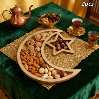 Plateau de service en bois sur le thème islamique pour le Ramadan et l'Aïd, pour servir des aliments