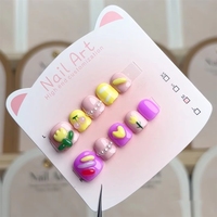 Uñas Postizas Profesionales Hechas a Mano para Niños, Acrílicas, No Tóxicas, en Caja, con Diseño de Osito, Lindas y Modernas, Personalizadas