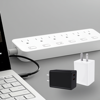 Chargeur rapide 45W PD 3.0 GaN double ports de type C matériau ignifuge prise américaine certifiée ETL/FCC pour ordinateur portable téléphone portable montre intelligente