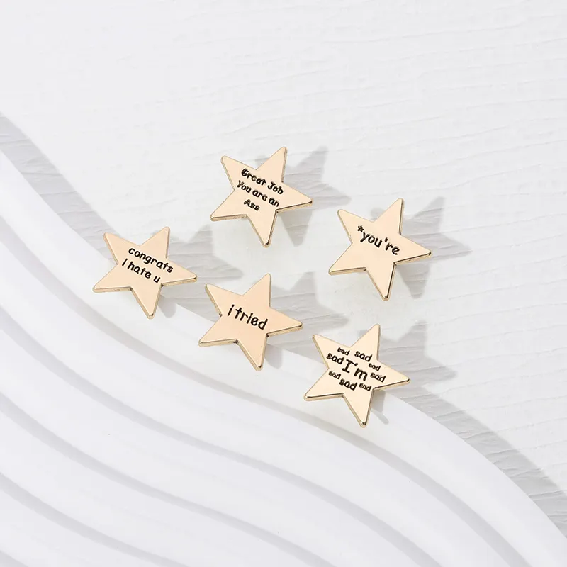 Broche de estrela com pinos personalizados, eu tentei engraçado encorajamento esmalte, broche duro