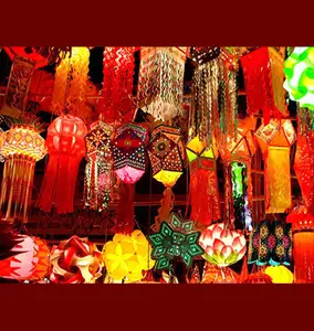 Traditionele Stijl Uit China Diwali Lantaarns Met Custom Patroon Gemaakt Van Draad String En Zijde Film Voor Straat/Winkel opknoping Decor