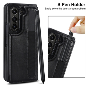 เคสหนังธุรกิจสำหรับ Samsung Z Fold 3 4 5 6 7 ดีไซน์สปอร์ต พร้อมช่องใส่บัตรและปากกา ฝาหลัง TPU - Product Image 3