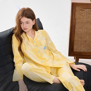 <span class=keywords><strong>Pigiama</strong></span> con Scollo a V in Cotone e Lyocell, Bottoni Frontali, Termico e Traspirante, Maniche Corte per Primavera Estate, Casual e Vacanze - Product Image 1