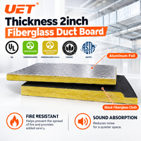 Panneau de conduit en fibre de verre HVAC épais de 2 pouces à faible teneur en COV, avec bord rainuré, feuille d'aluminium et tissu noir, pour système de ventilation d'air, conforme aux normes USGBC des États-Unis