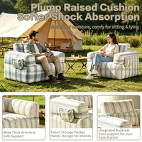 Canapé gonflable individuel recouvert de tissu, fauteuil pneumatique portable avec poche latérale pour salon, jardin, extérieur