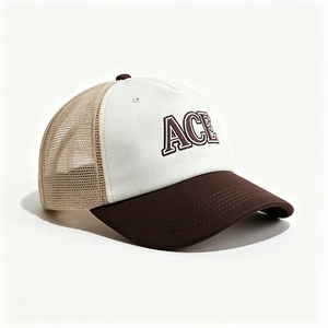 Gorra Trucker de Moda con Malla y Lona Bicolor Bordada ACE al por Mayor, Ajustable con Cierre a Presión, Unisex, para Uso Diario y Ropa Urbana - Product Image 3