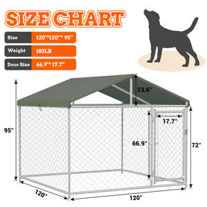 Ağır köpek kulübesi büyük açık çelik köpek kafesi güvenli kilit ile arka bahçesinde çiftlik kullanımı için su geçirmez çatı kare delik şekli - Product Image 4