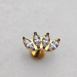 Groothandel Kinderen Bruiloft Verloving Op Maat Geïmplanteerde G23 Titanium Zirkoon Intern Gedraaide Labret Ring Lip Monore Piercings - Product Image 3