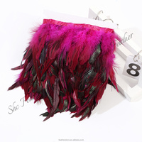 Plumes de coq naturelles teintes de haute qualité de 5 à 7 pouces pour coiffure indienne, costume de carnaval, garniture de robe, motif teint