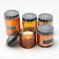 Bougie d'apothicaire en verre brun avec couvercle LITBRIGHT, bougie en vrac sans fumée, parfum d'ambiance pour la maison, parfum d'hôtel, bougies parfumées