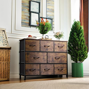 Cómoda con 8 cajones Marco de acero resistente y parte superior de madera Almacenamiento grande Dormitorio Sala de estar Soporte de TV Organizador de <span class=keywords><strong>ropa</strong></span> - Product Image 2