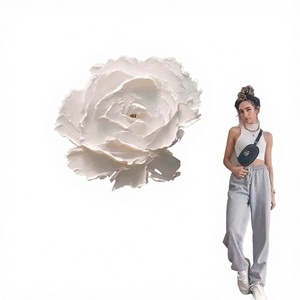<span class=keywords><strong>Peinture</strong></span> murale abstraite moderne en acrylique, texture plastique, <span class=keywords><strong>fleurs</strong></span> noires et blanches, 100% peinte à la main, œuvre d'art faite à la main, pour intérieur - Product Image 4