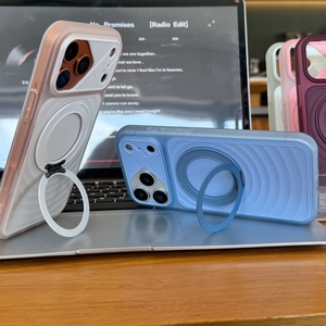 เคสโทรศัพท์มือถือแบบแม่เหล็กเนื้อแมทแบบลูกฟูกสำหรับ iPhone 18 14 15 16 17 Pro Max แบบขายส่ง พร้อมการปกป้อง 360 องศา °   ฝาครอบป้องกันขาตั้งแบบวงแหวนโลหะ - Product Image 5