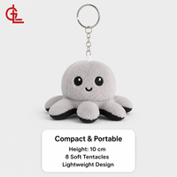 Reversibele Pluche Octopus Sleutelhanger Zachte Octopus Knuffeldier Sleutelhanger Schattige Pluche Sleutelhanger Groothandel OEM Aangepast