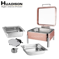 Huadison Restaurant Hotel Levert Nieuw Design Roestvrijstalen Luxe Roségouden Chafer Schotelbuffet Met Zichtbaar Glazen Deksel