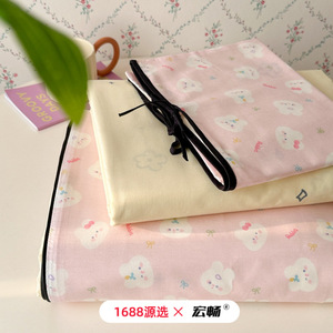Juego de Ropa de Cama de Cuatro Piezas Estilo Princesa Francesa, 100% Algodón Estampado, con Detalles de Lazo de Cuerda - Product Image 3