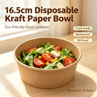 Groothandel op maat gemaakte milieuvriendelijke wegwerp voedselveilige lekvrije ronde kraft papieren kommen/verpakkingen voor afhaal salade en fastfood