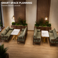 Groothandel restaurantstoelen en -tafels, restaurant eethoek, gestoffeerde bank, witte tafelblad, houten onderstel, bulk levering, commercieel
